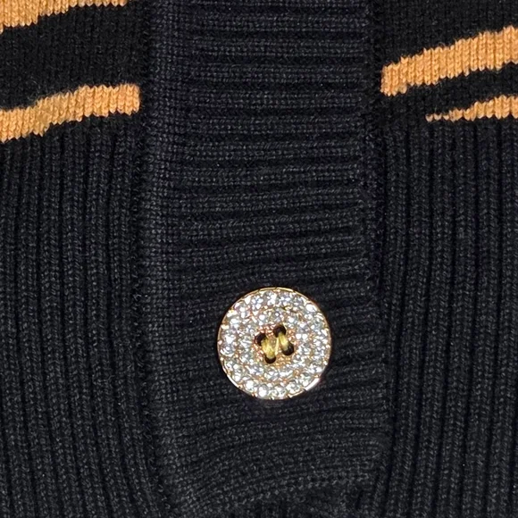 Queen of Sparkles Tiger Stripe Cardigan Sequin Tigers Black Camel Medium - Picture 11 of 14